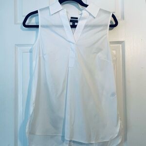 Talbots sleeveless white cotton top.
